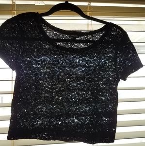 Express Black Floral Lace Crop top